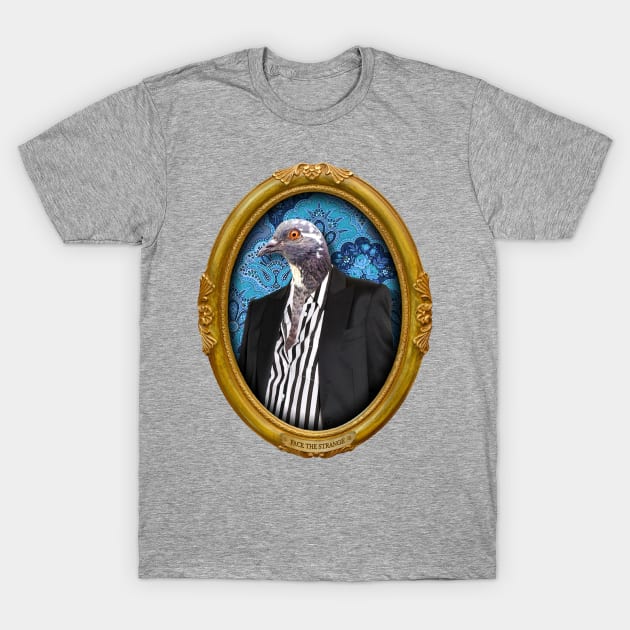 Blue Pigeon Lady in Vintage Frame T-Shirt by FaceTheStrange